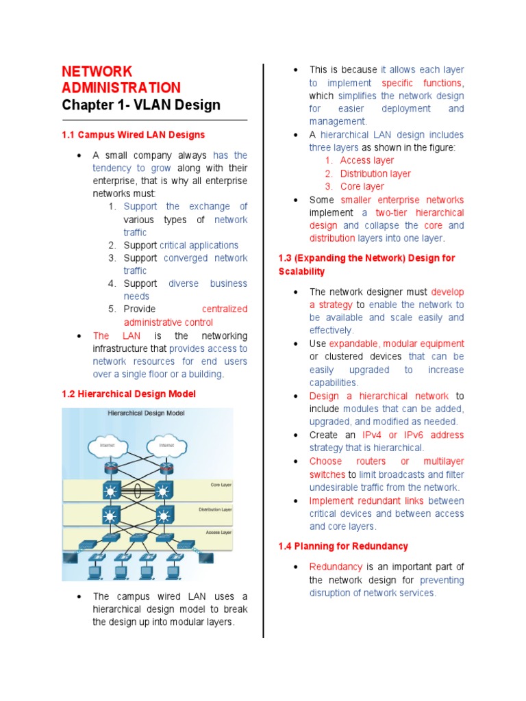 VLAN and Hierarchical LAN Design | PDF | Network Switch | Router ...