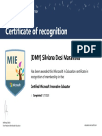 Certificate of Recognition: (DMY) Silviana Desi Marantika (DMY) Silviana Desi Marantika