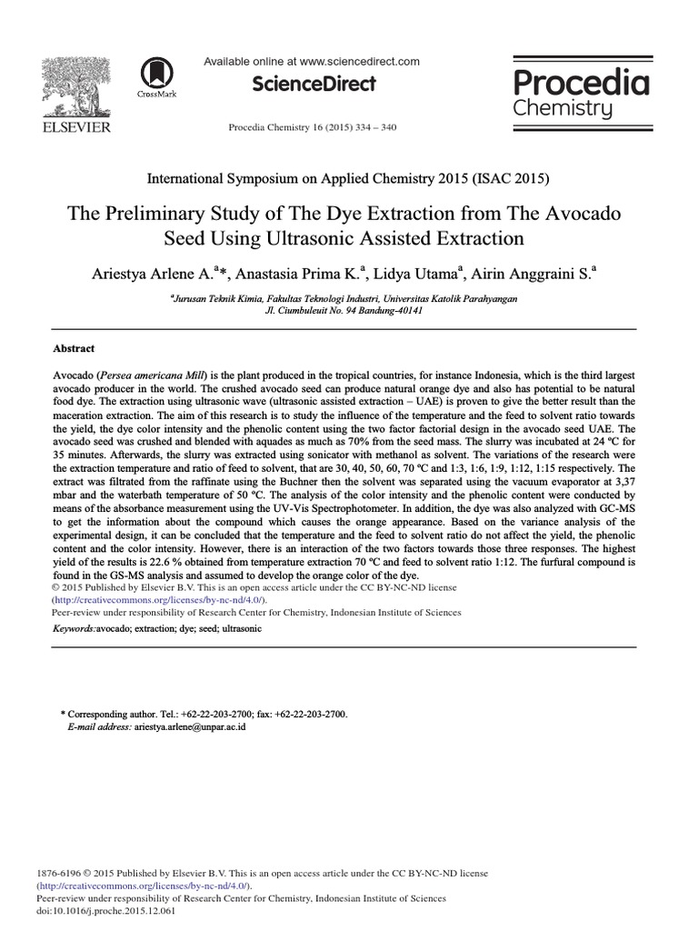 2015, Arlene Et Al., The Preliminary Study of The Dye Extraction | PDF ...