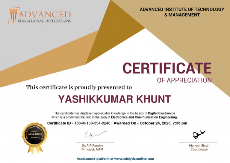 Digital Electronics Knowledge Certificate | PDF
