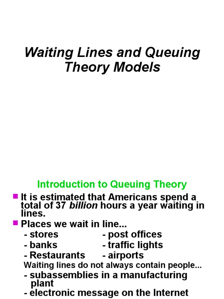 Waiting Lines and Queuing Theory Models PDF Applied Mathematics
