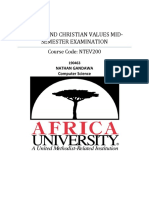 Ethics and Christian Values Mid-Semester Examination: Course Code: NTEV200