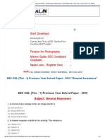 SSC CGL (Tier - 1) Previous Year Solved Paper - 2010 - General Awareness - SSCPORTAL