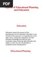 Aspects of Educational Planning and Education