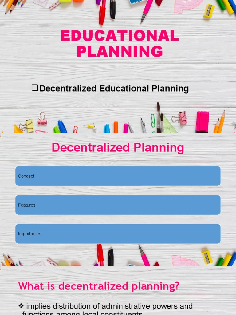 Decentralized Educational Planning PDF