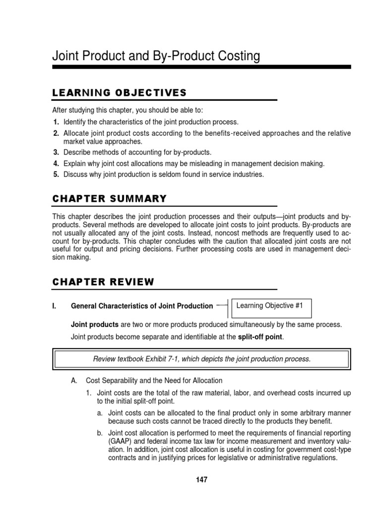 Joint Product And By Product Costing Guide Pdf Gross Margin Cost