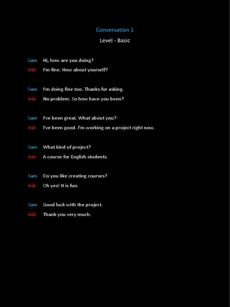 Basic English Conversation Practice | PDF