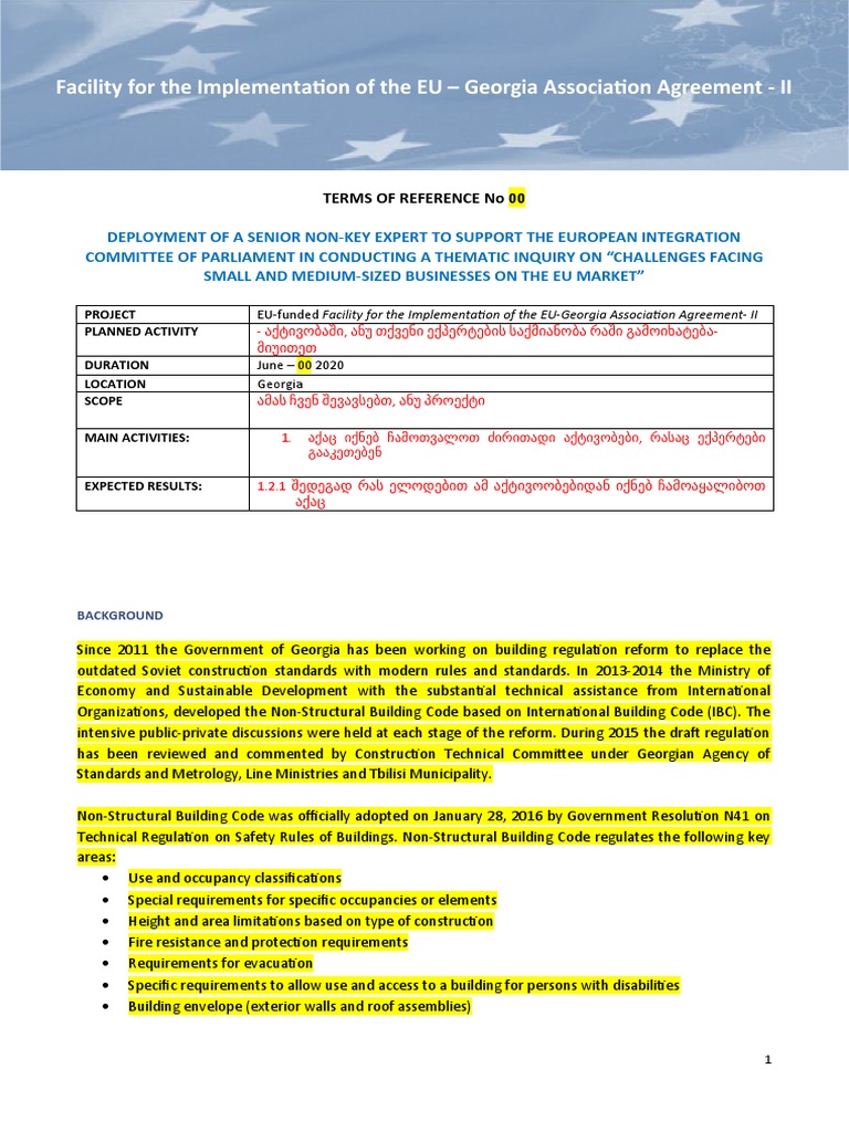 Tbilisi Building Code Reform Support | PDF | Building Code | Georgia ...