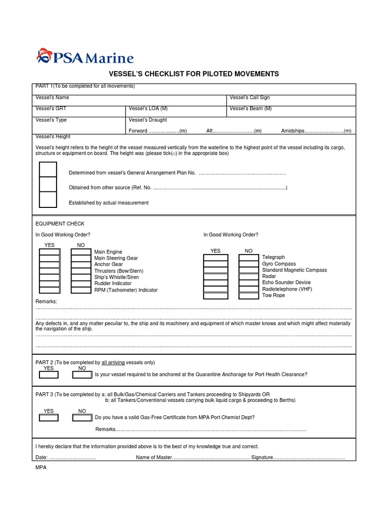 Singapore Pilot Card PDF Ships Shipping