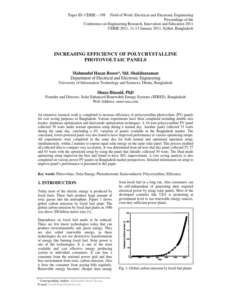 Enhancing Polycrystalline Solar Panel Efficiency | PDF | Solar Cell ...