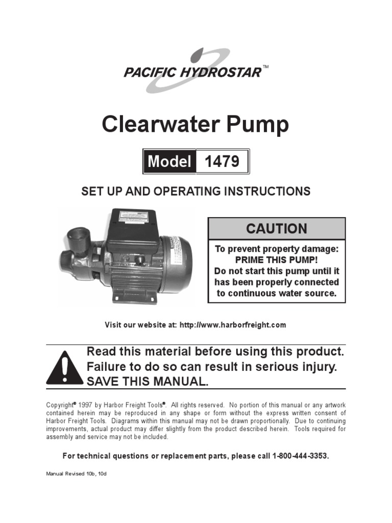 1 Clear Water Pump Chicago Electric 1/2HP 110v 5.5 Amp