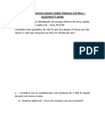 Lista de Exercicios Gerais Sobre Energia Elétrica Quilowatt-Hora