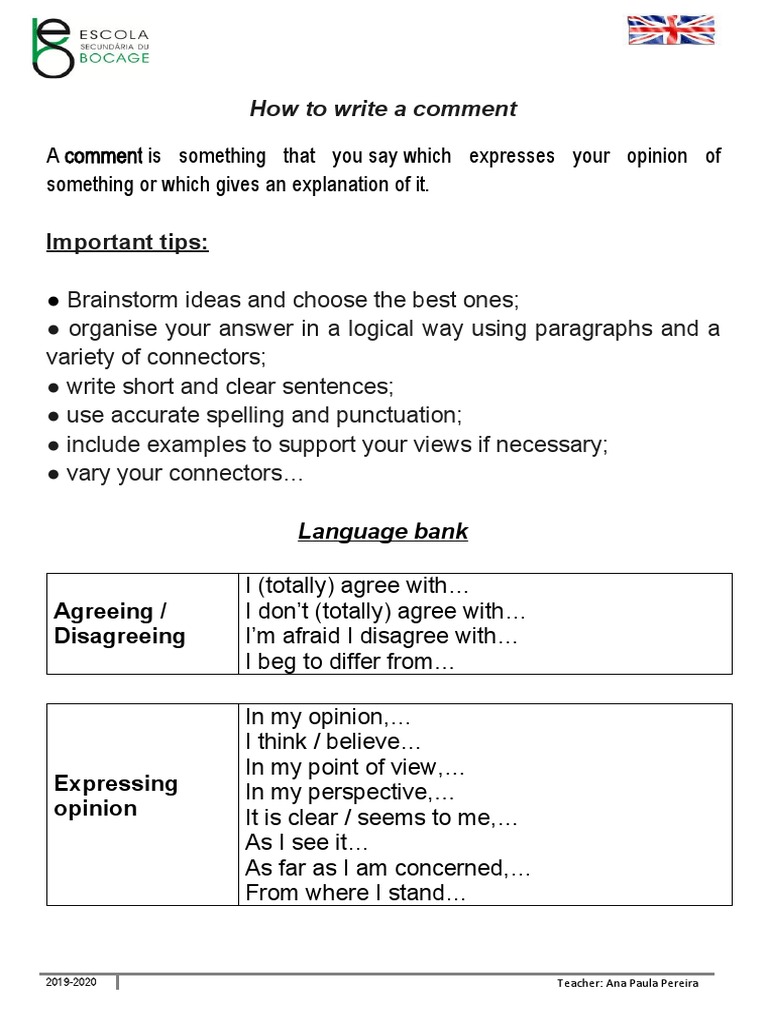 How To Write A Comment PDF