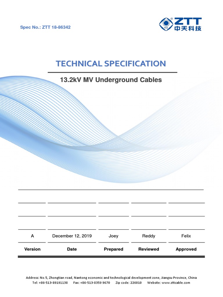 ZTT MV Power Cable Rev A 20181228 | PDF | Electrical Resistivity And ...
