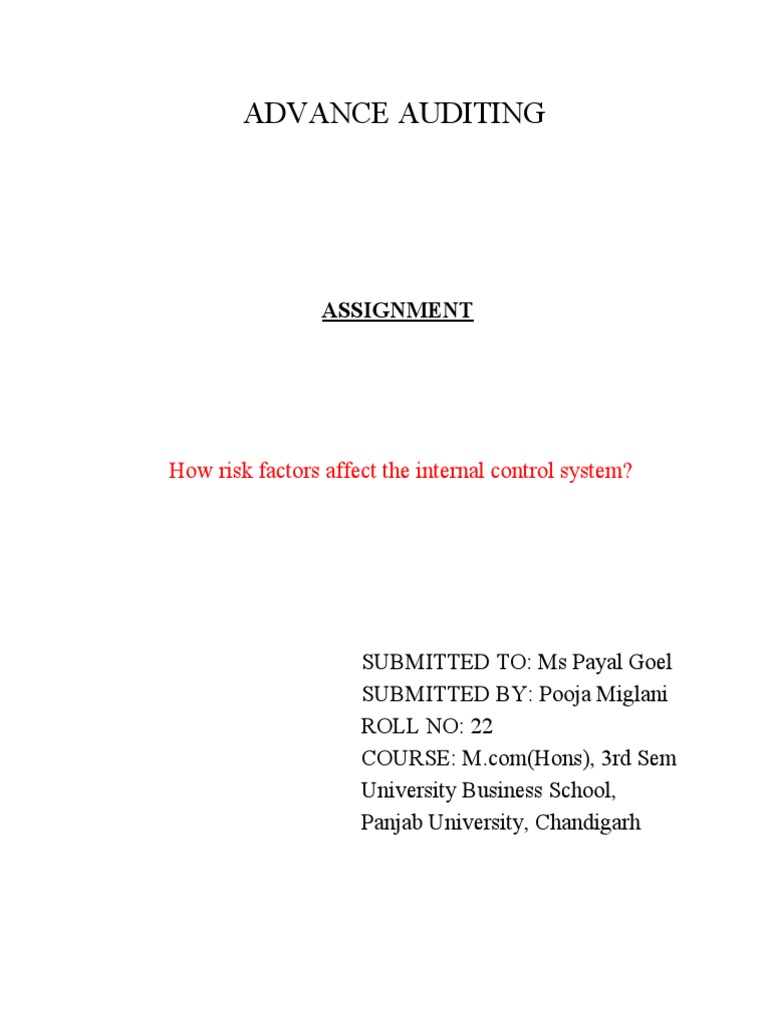 M.Com Auditing Risk Analysis | PDF | Internal Control | Risk