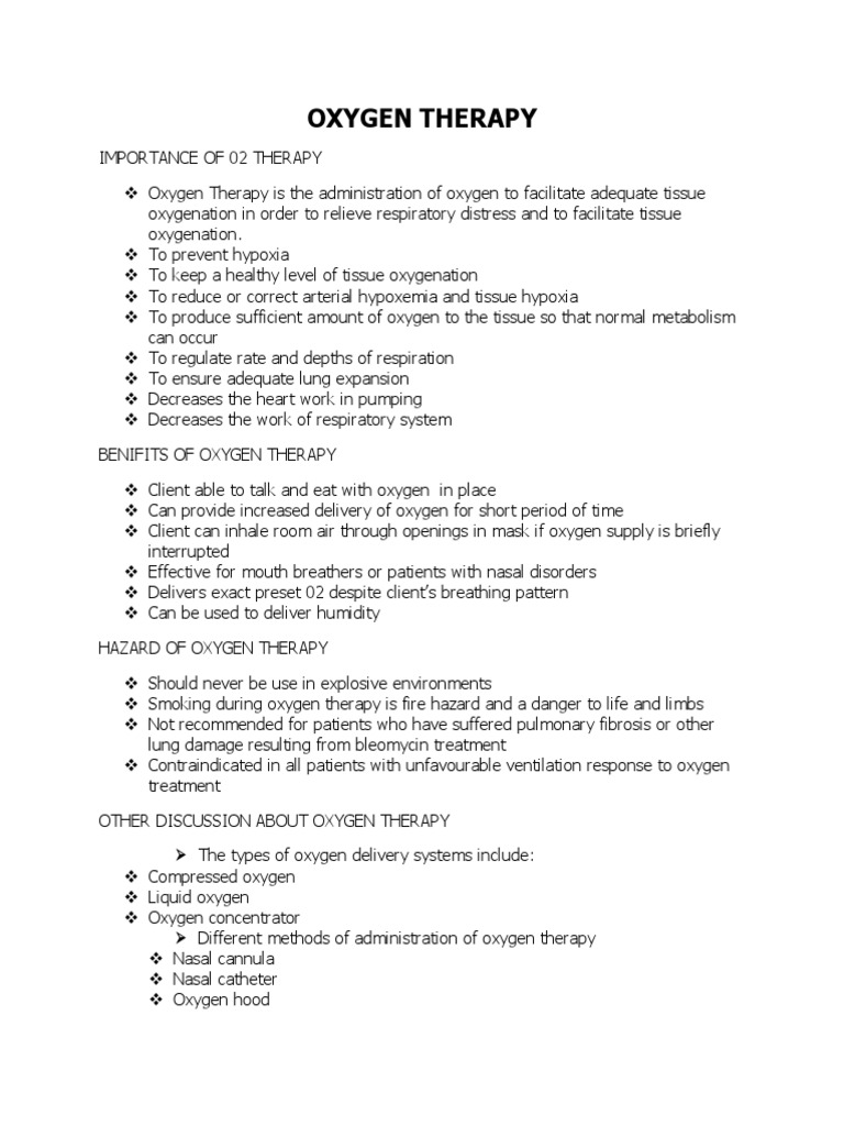Overview of Oxygen Therapy Benefits | PDF
