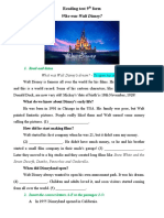 Who Was Walt Disney?: Reading Test 9 Form