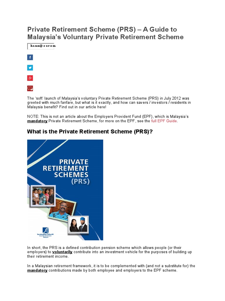 Private Retirement Scheme (PRS) - A Guide To Malaysia's Voluntary ...