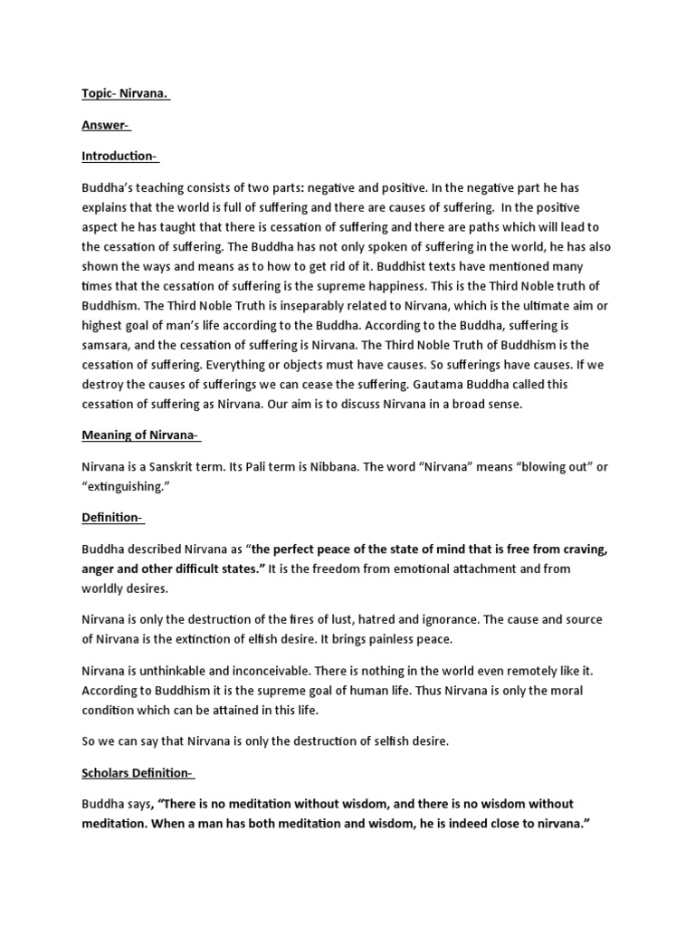 Nirvana In Buddhism Pdf Noble Eightfold Path Four Noble Truths