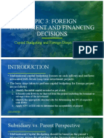 Topic 3: Foreign Investment and Financing Decisions
