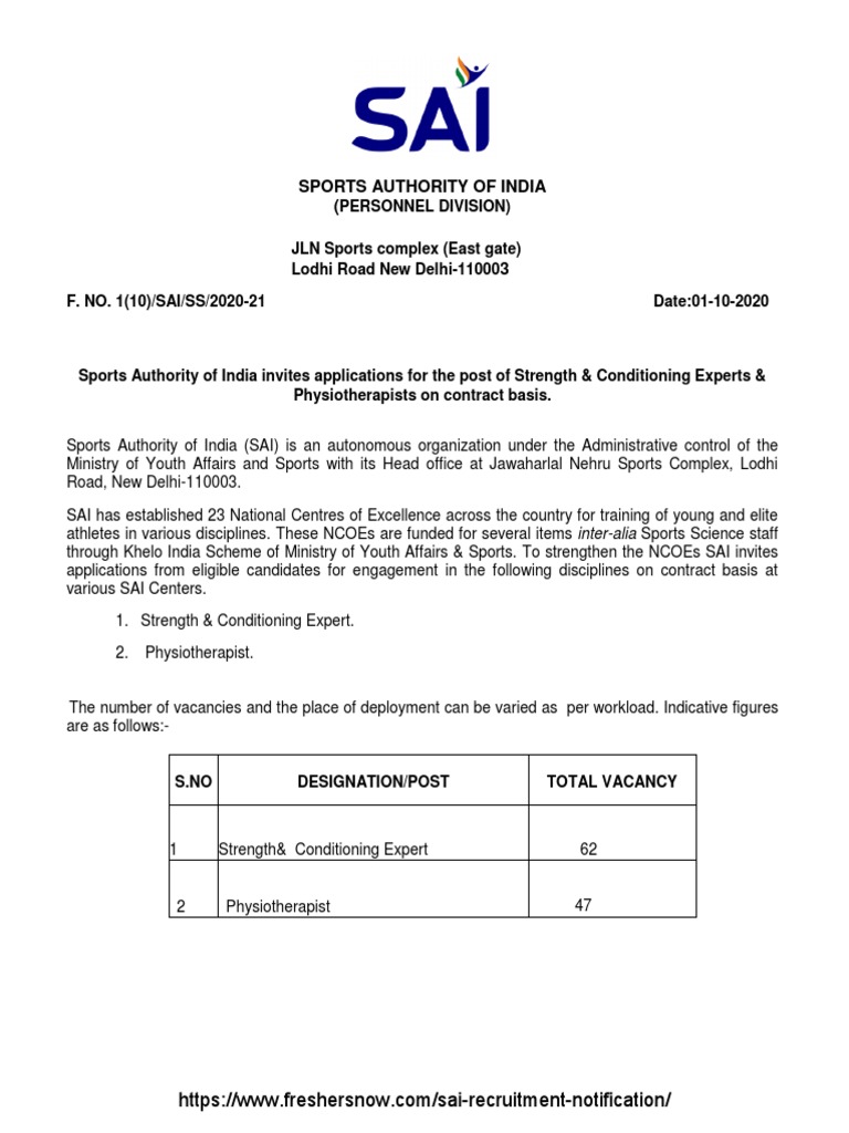 Sports Authority of India | PDF | Physical Therapy | Academic Degree