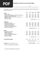 Oral Presentation Evaluation Form: Content