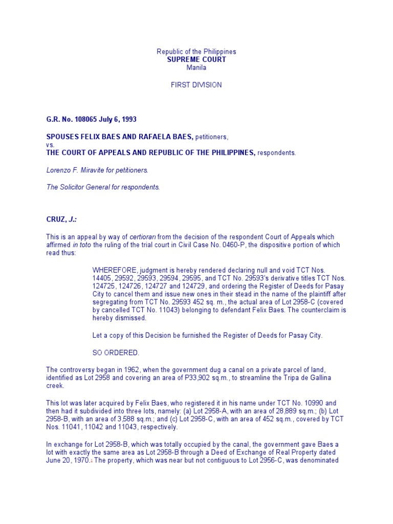 Supreme Court Ruling on Land Dispute Case | PDF