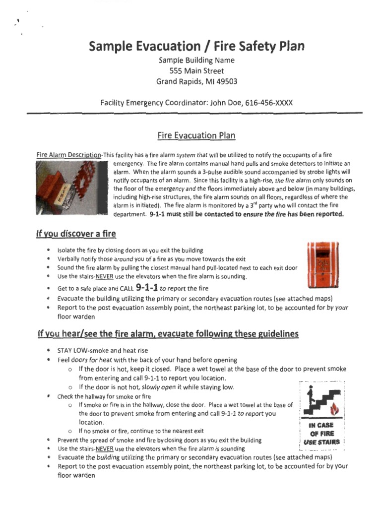 Sample Evacuation Fire Safety Plan PDF PDF Emergency Evacuation