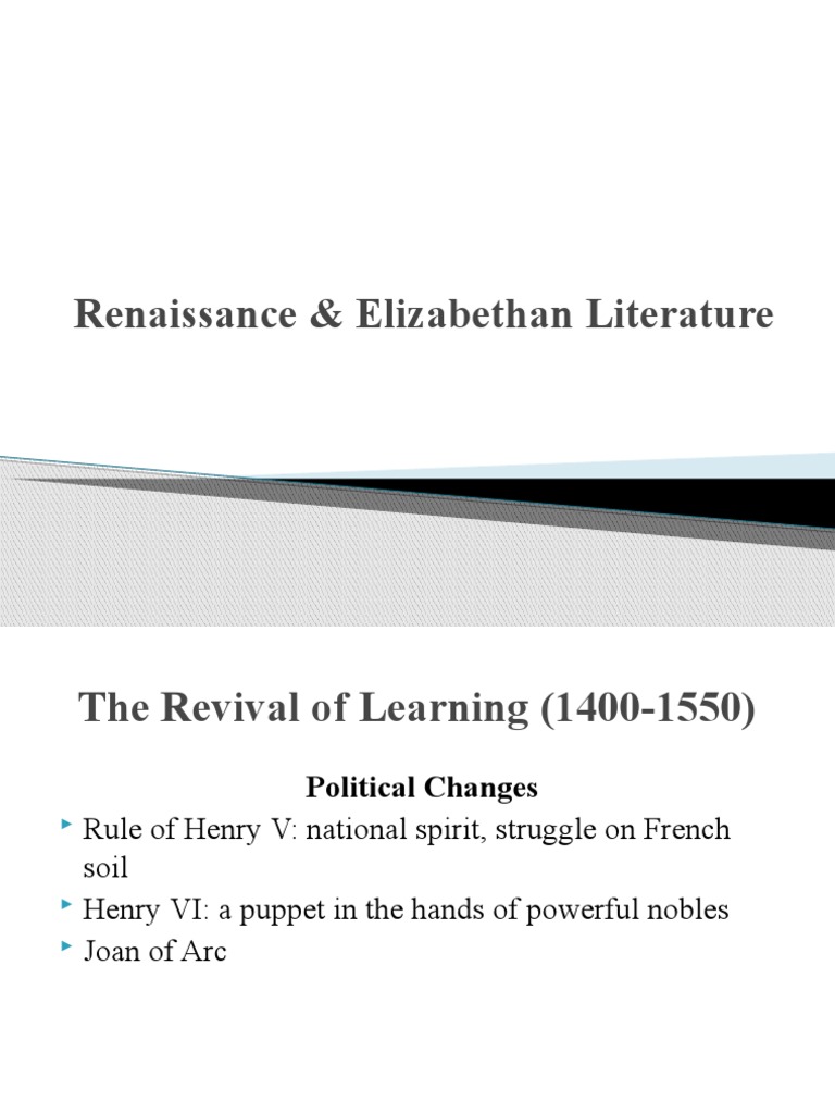 Renaissance and Elizabethan Literature Overview | PDF
