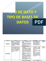 Tipo de Dato y Tipo de Bases de Datos