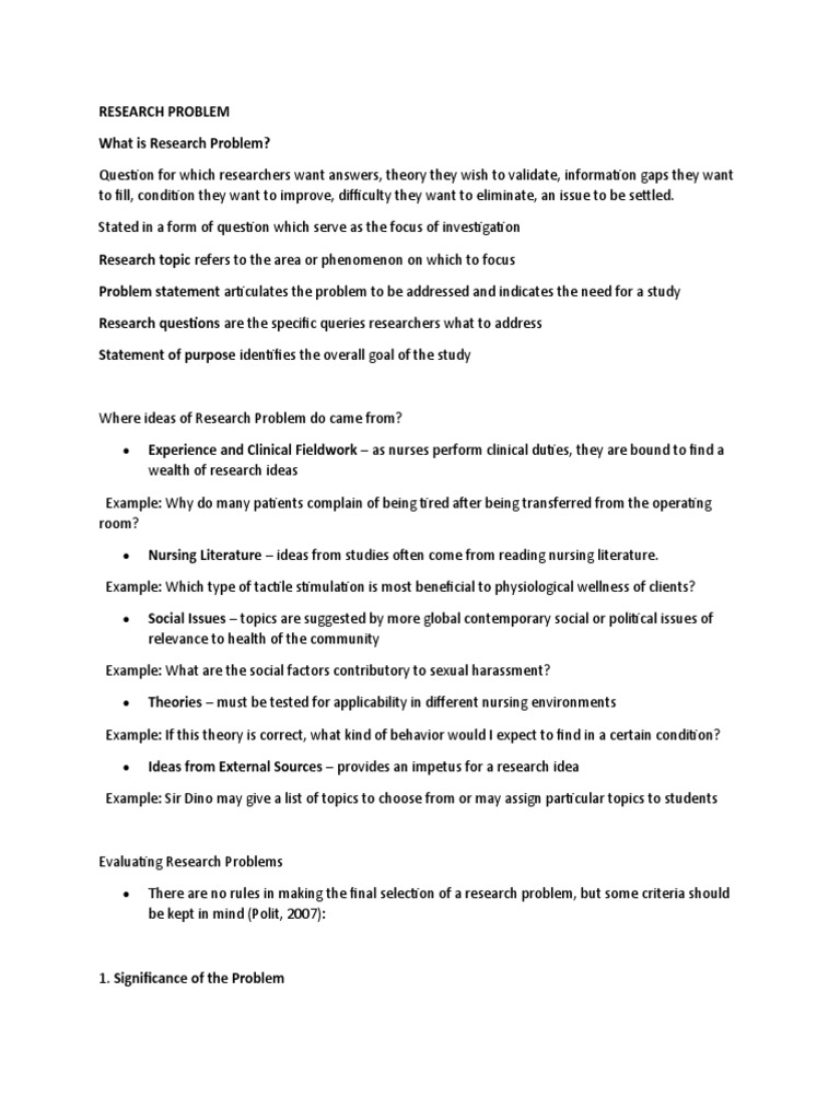 Understanding Research Problems: A Comprehensive Review of the Key ...