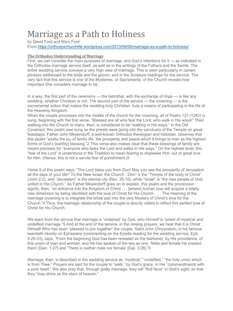 Marriage As A Path To Holiness | PDF | Eastern Orthodox Church | Chastity