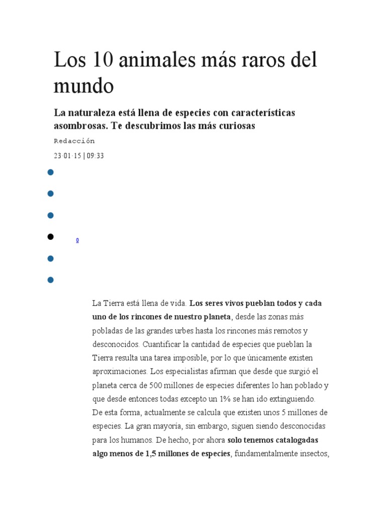 Animales Más Raros Del Mundo | PDF | Naturaleza