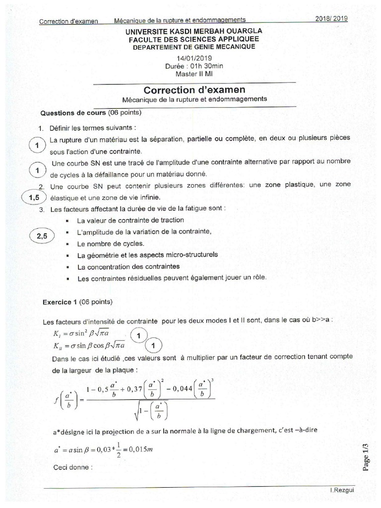 Mécanique de La Rupture Et Endomagement-Min | PDF