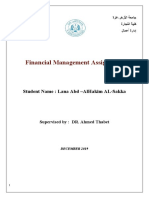 Financial Management Assignment: Student Name: Lana Abd - Alhakim Al-Sakka