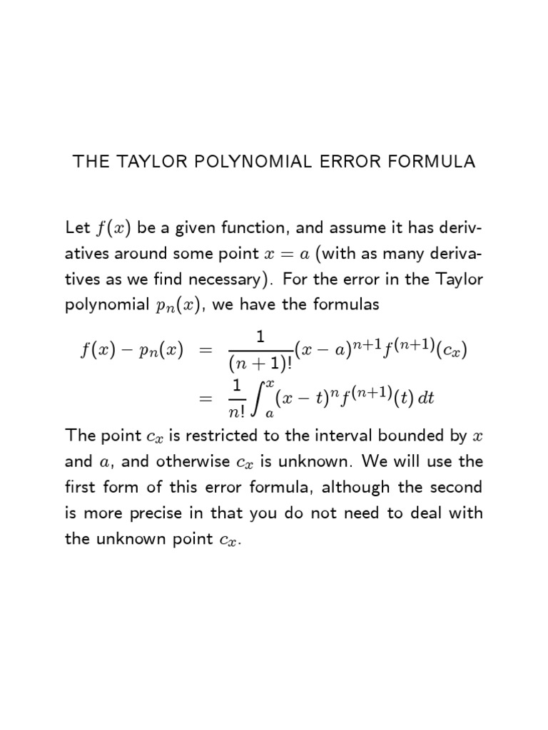 Error Taylor PDF | PDF | Polynomial | Function (Mathematics)