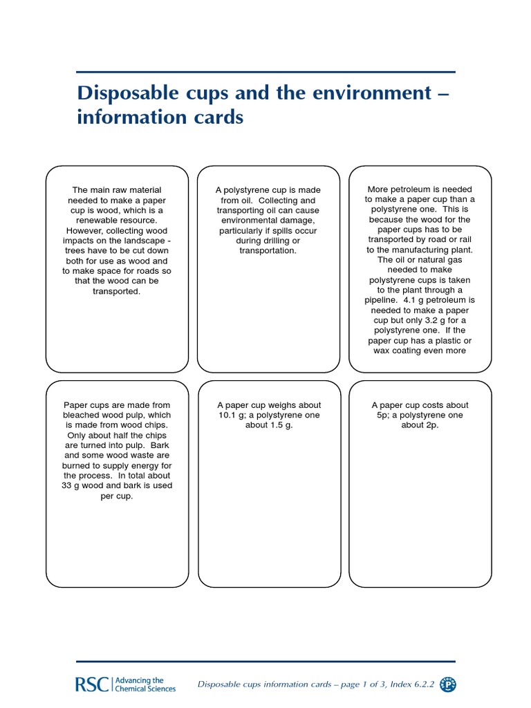Comparing the Environmental Impacts of Paper and Polystyrene Disposable