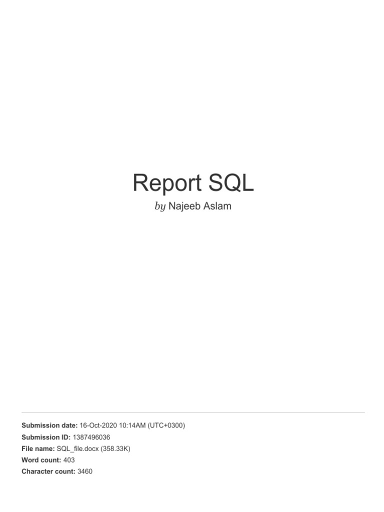SQL Report and Originality Analysis | PDF