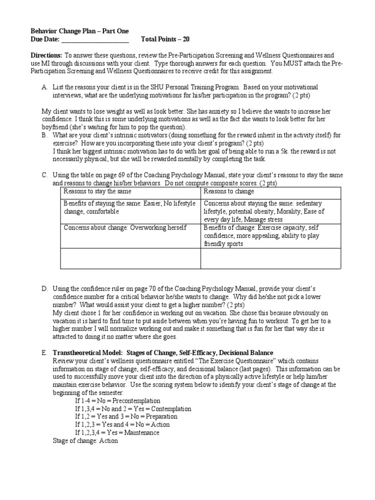 Behavioral Changes 1 | PDF | Physical Fitness | Motivation