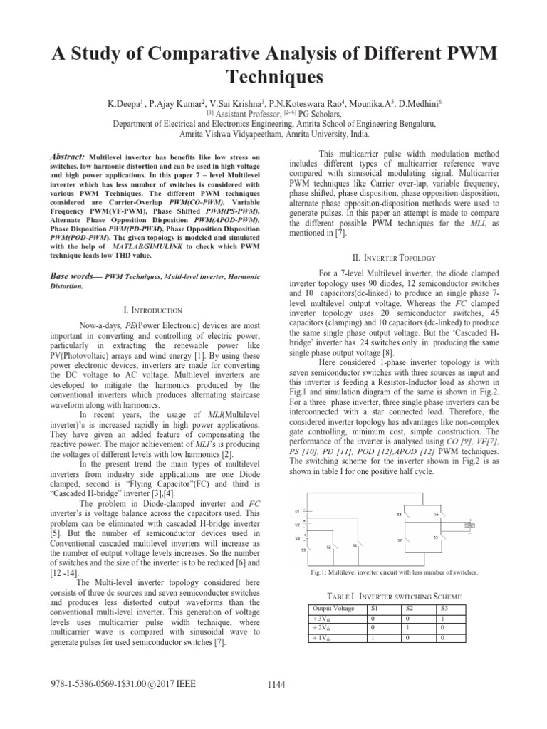 Comparative Analysis of PWM Techniques | PDF | Power Inverter | Power ...