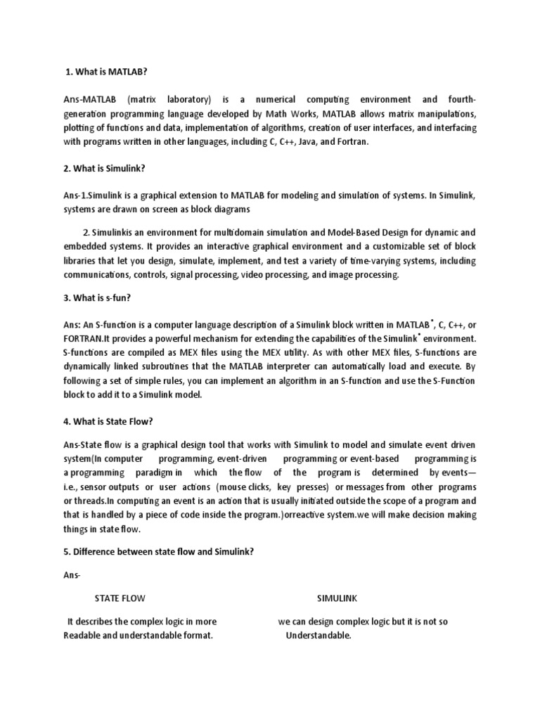 MATLAB Questions PDF Matlab Simulation