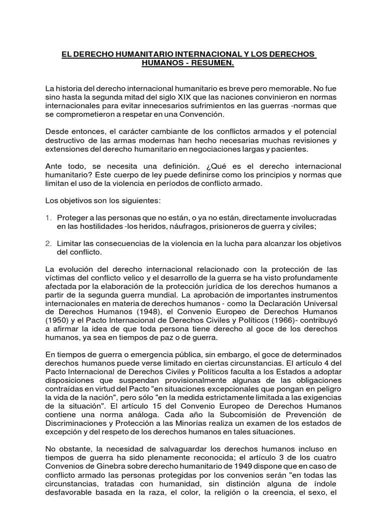 Derecho Humanitario y Derechos Humanos | PDF | Ley humanitaria ...