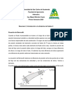 Introducción a la dinámica de fluidos 2: derivación de la ecuación de Bernouilli