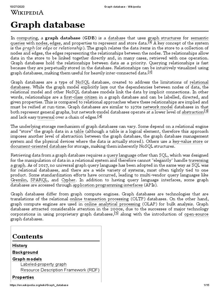 Graph Database Wikipedia PDF Database Index Relational Model