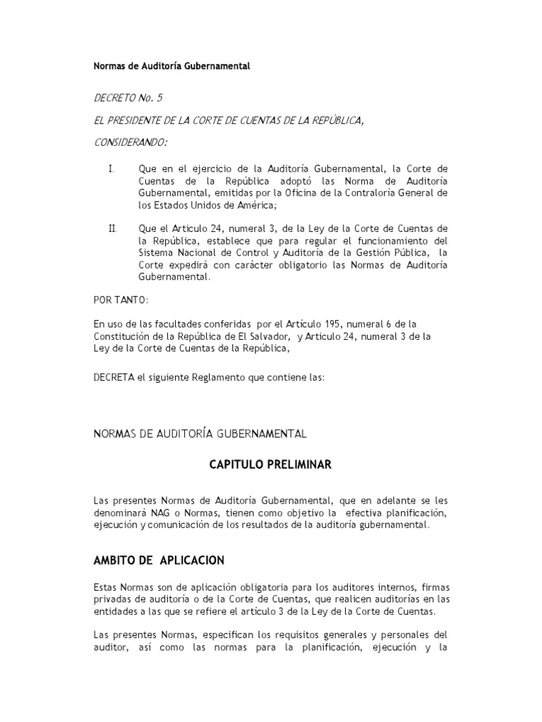 Normas de Auditoría Gubernamental | PDF | Auditoría | Contralor