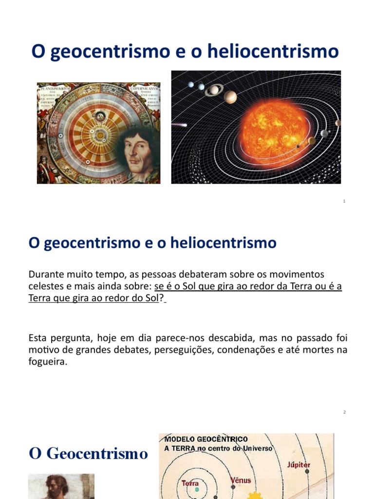 O SISTEMA HELIOCÊNTRICO e GEOCÊNTRICO - Final STC7B | PDF ...