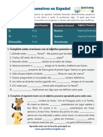 Los Adjetivos Posesivos en Español Hoja de Trabajo Possessive Adjectives in Spanish PDF Workshet