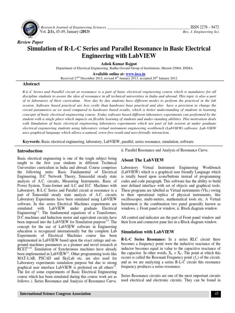 Simulation of R-L-C Series and Parallel PDF | PDF | Series And Parallel ...