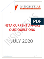 INSTA July 2020 Current Affairs Quiz Questions PDF