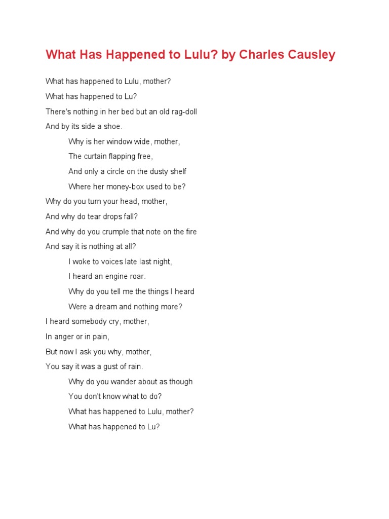 What Has Happened To Lulu Revision PDF